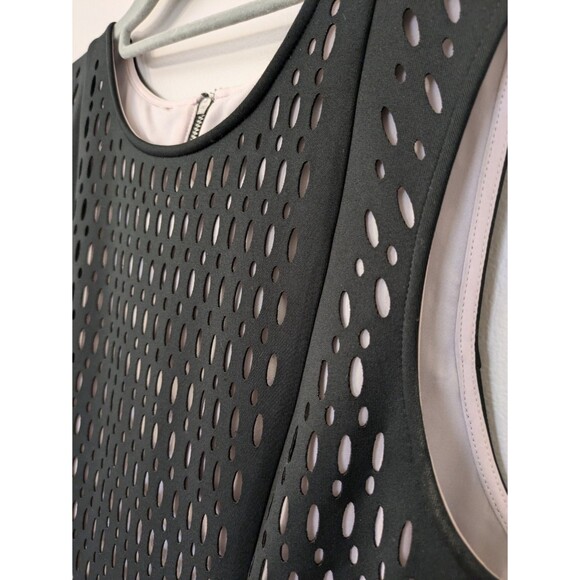 Karl Lagerfeld Paris Black Fit & Flare Dress Laser Cut Eyelet Size Approx XS - Picture 2 of 12